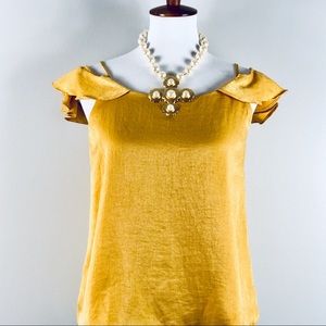 Gold Ruffled Top w/ Low Cut Back
